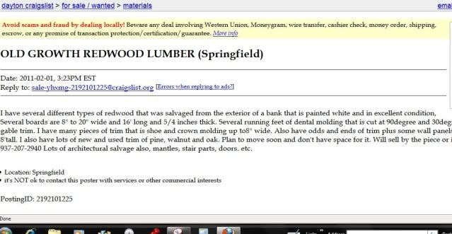 OLD GROWTH REDWOOD LUMBER (Springfield) Craigslist - by ...