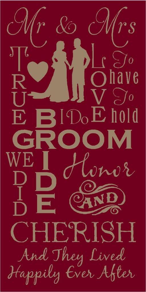 WEDDING TYPOGRAPHY STENCIL 10X20 This is a Primitive Stencil It is 