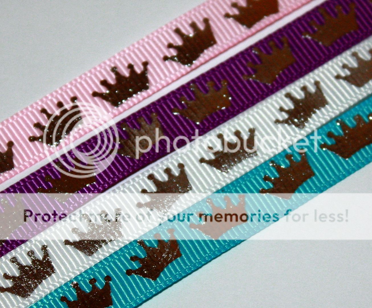 Sparkle Princess Crown Metallic Grosgrain Ribbon 3/8  