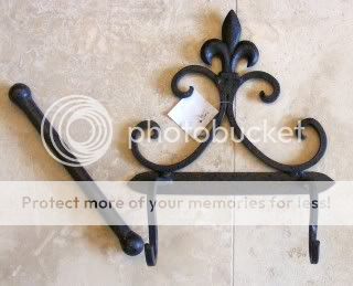 Iron Fleur De Lis Toilet Paper Holder Hand Towel Bar  